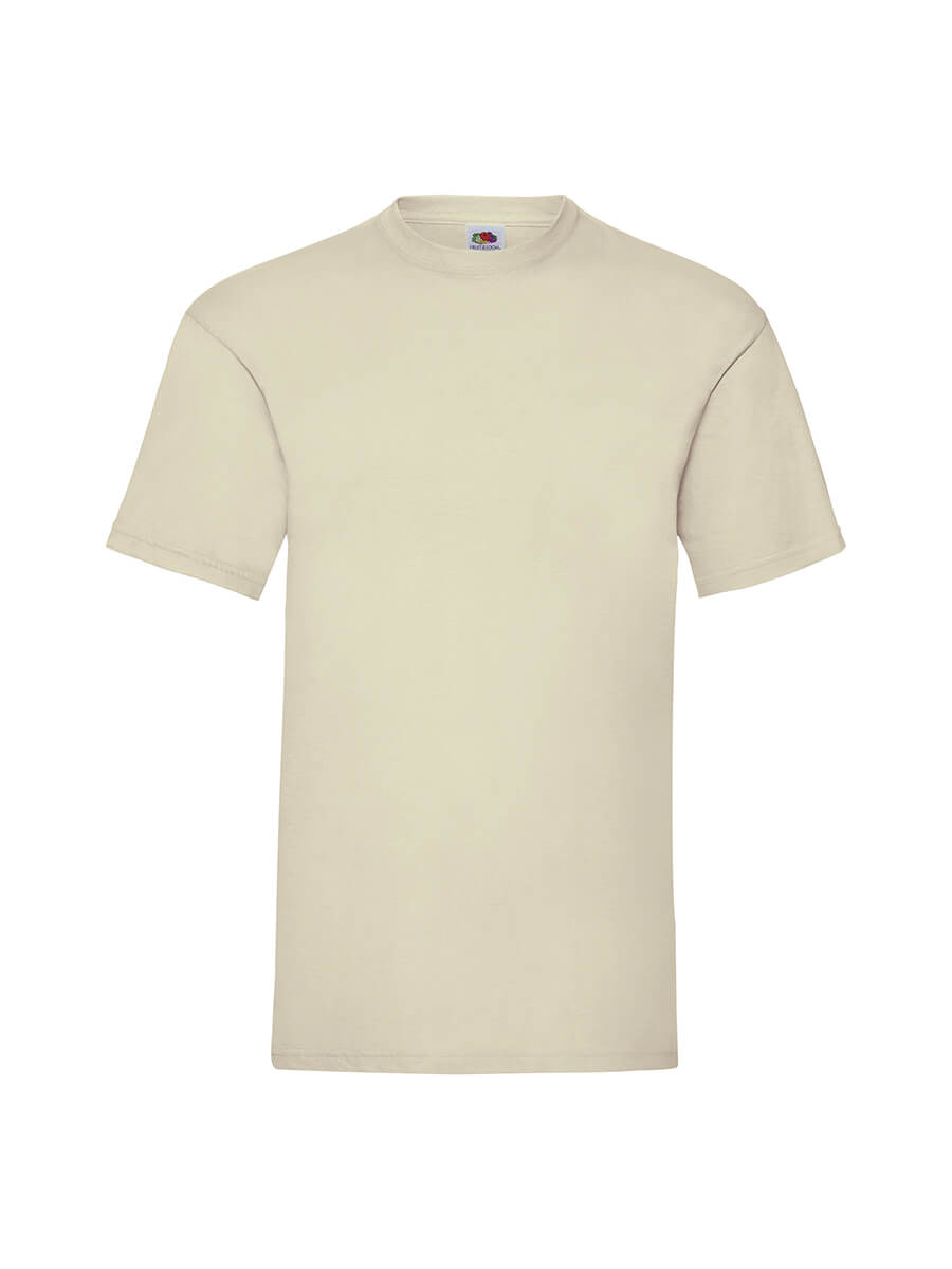 T-shirt beige neutra, ideale per stampa personalizzata con logo o grafica aziendale. Abbigliamento promozionale di qualità.