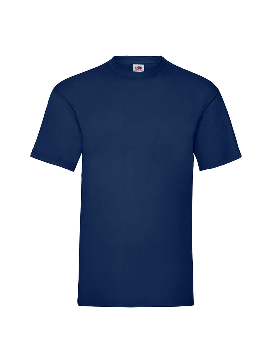 T-shirt blu navy a maniche corte, personalizzabile con la tua grafica. Ideale per stampa online di abbigliamento promozionale e aziendale.