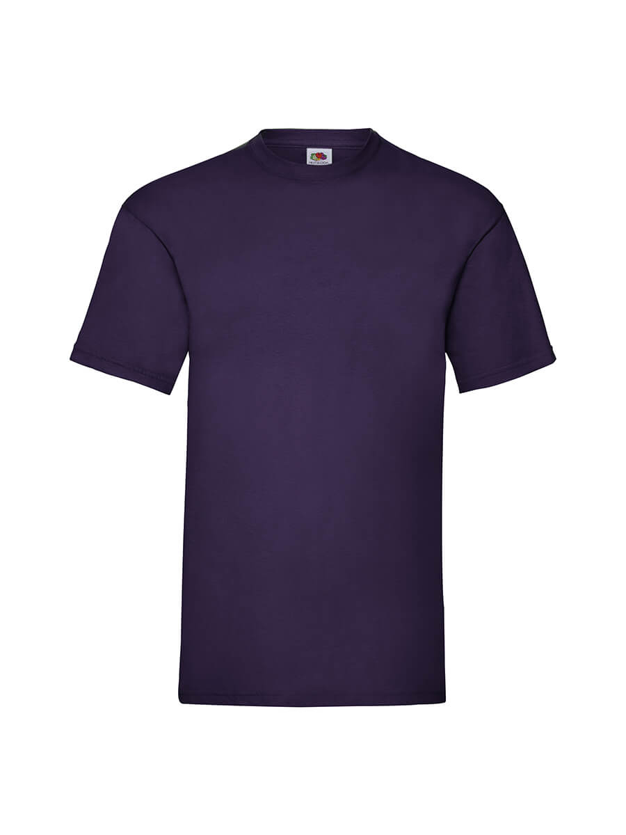 T-shirt girocollo viola, ideale per stampa logo o grafica personalizzata. Abbigliamento promozionale e merchandising.