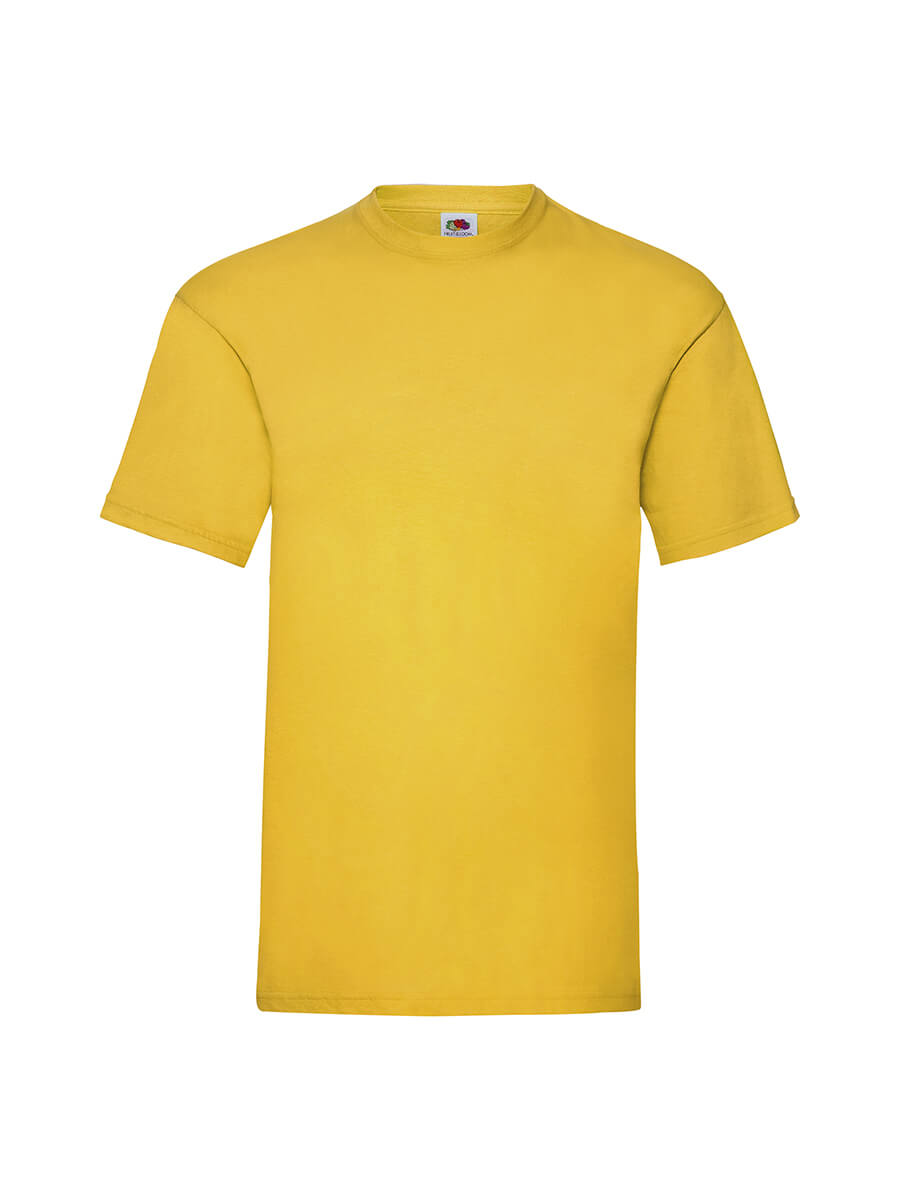 T-shirt gialla neutra, ideale per stampa personalizzata con logo o grafica aziendale. Perfetta per merchandising e abbigliamento promozionale.