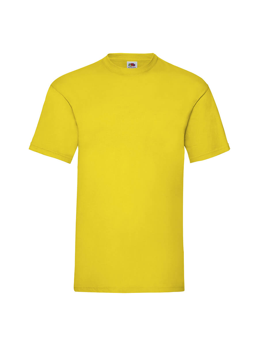 T-shirt gialla neutra, ideale per stampa personalizzata con logo o grafica aziendale. Perfetta per abbigliamento promozionale e merchandising.