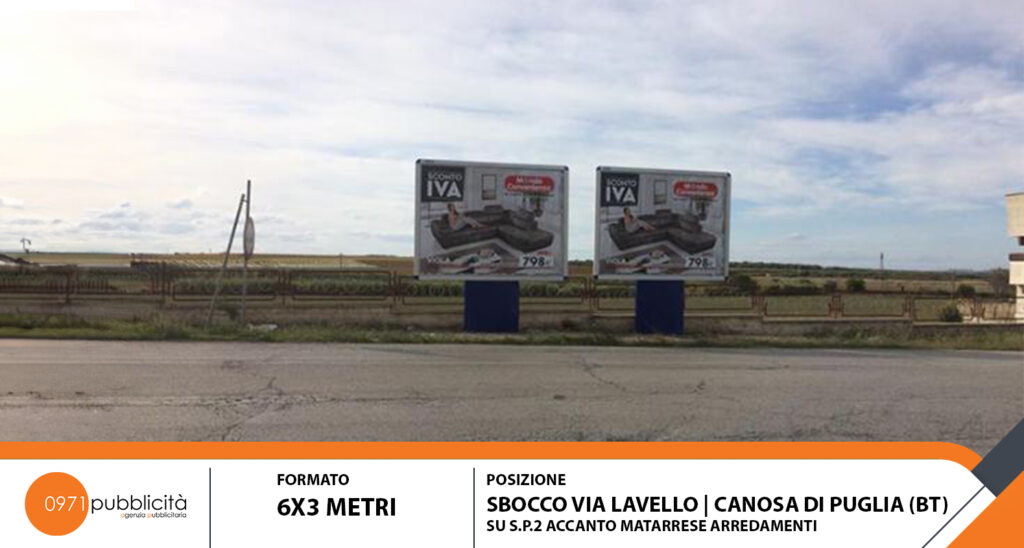 CANOSA DI PUGLIA| SBOCCO VIA LAVELLO (ACCANTO MATARRESE ARREDAMENTI) | POSTER 6X3