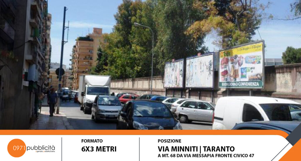 TARANTO | VIA MINNITI (A M.T. 68 DA VIA MESSAPIA FRONTE CIVICO #47) | POSTER 6X3